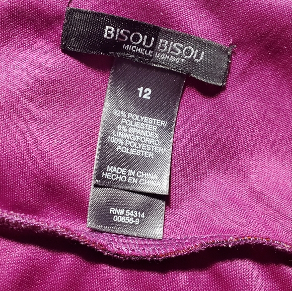 BISOU BISOU Beautiful ruffled purple red and black dress Size 12 - Picture 8 of 8